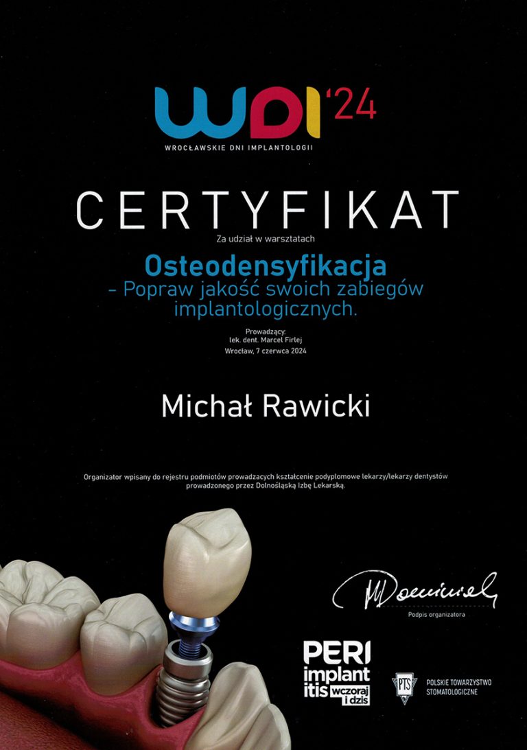 Certyfikat / dyplom dr. Michała Rawickiego – dokument 12