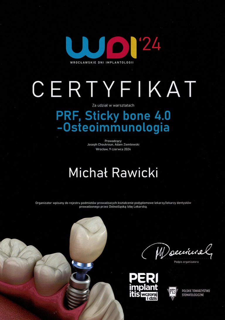 Certyfikat / dyplom dr. Michała Rawickiego – dokument 13