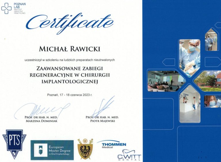 Certyfikat / dyplom dr. Michała Rawickiego – dokument 62