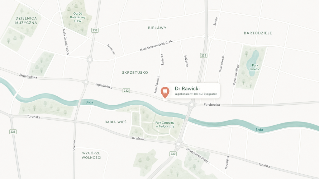 Mapa lokalizacji gabinetu dr. Rawickiego – ul. Jagiellońska 111, Bydgoszcz